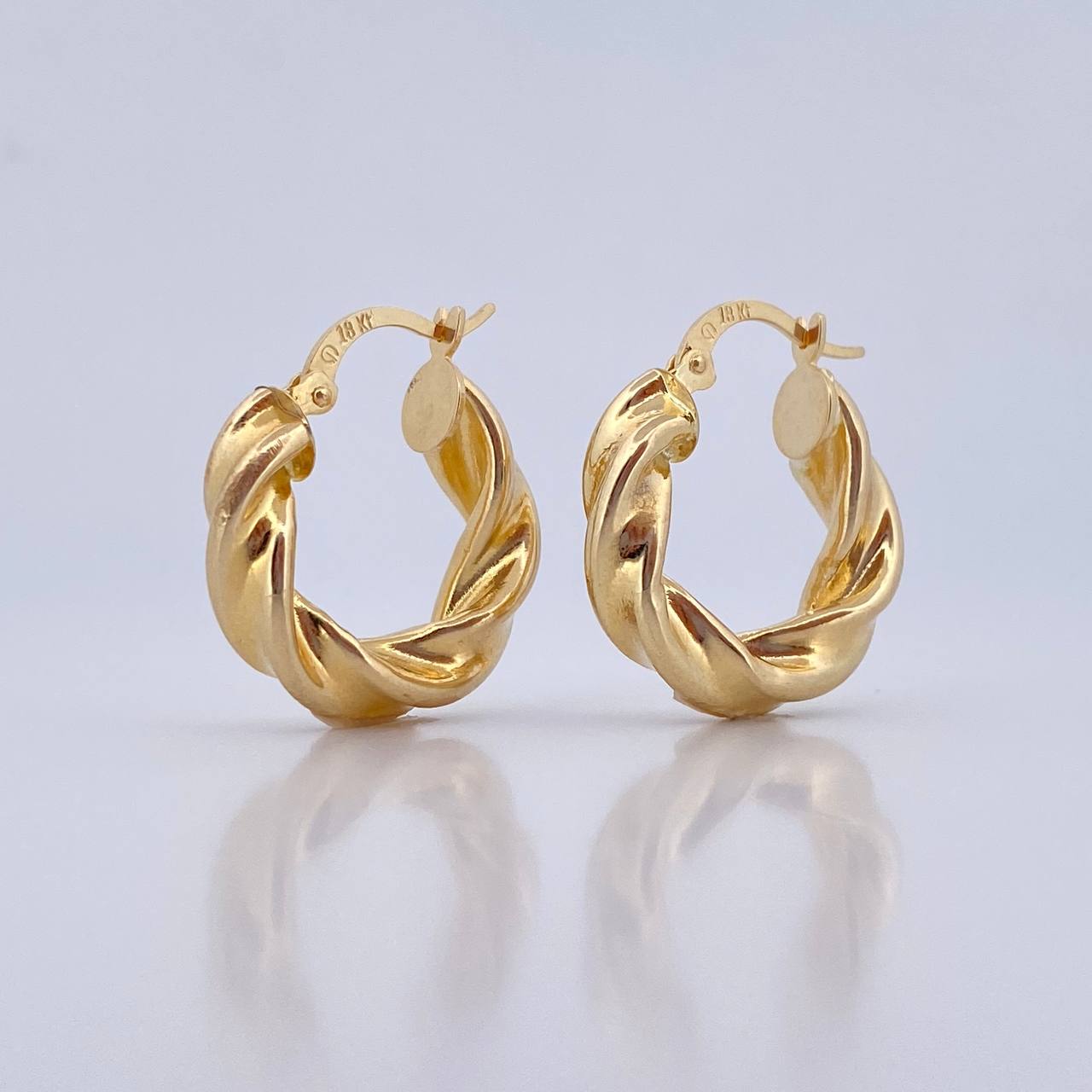 Hoop Earrings Cece 3.4gr / 2.2cm / Twisted 18K Yellow Gold &