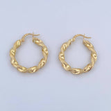 Hoop Earrings Deis 3.2gr / 2.9cm / Striped 18K Yellow Gold &