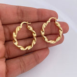 Hoop Earrings Deis 3.2gr / 2.9cm / Striped 18K Yellow Gold &