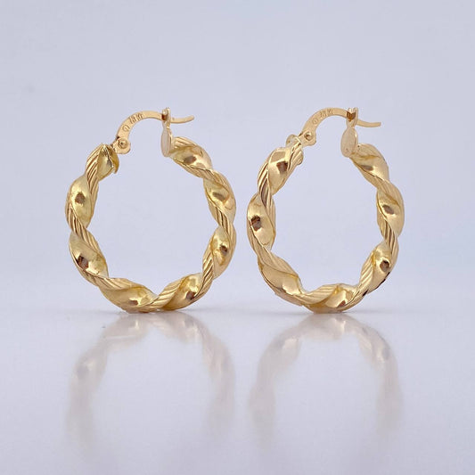 Hoop Earrings Deis 3.1gr / 2.9cm / Striped 18K Yellow Gold &