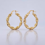 Hoop Earrings Deis 3.2gr / 2.9cm / Striped 18K Yellow Gold &