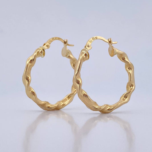 Hoop Earrings Bella 2.55gr / 2.9cm / Striped 18K Yellow Gold &
