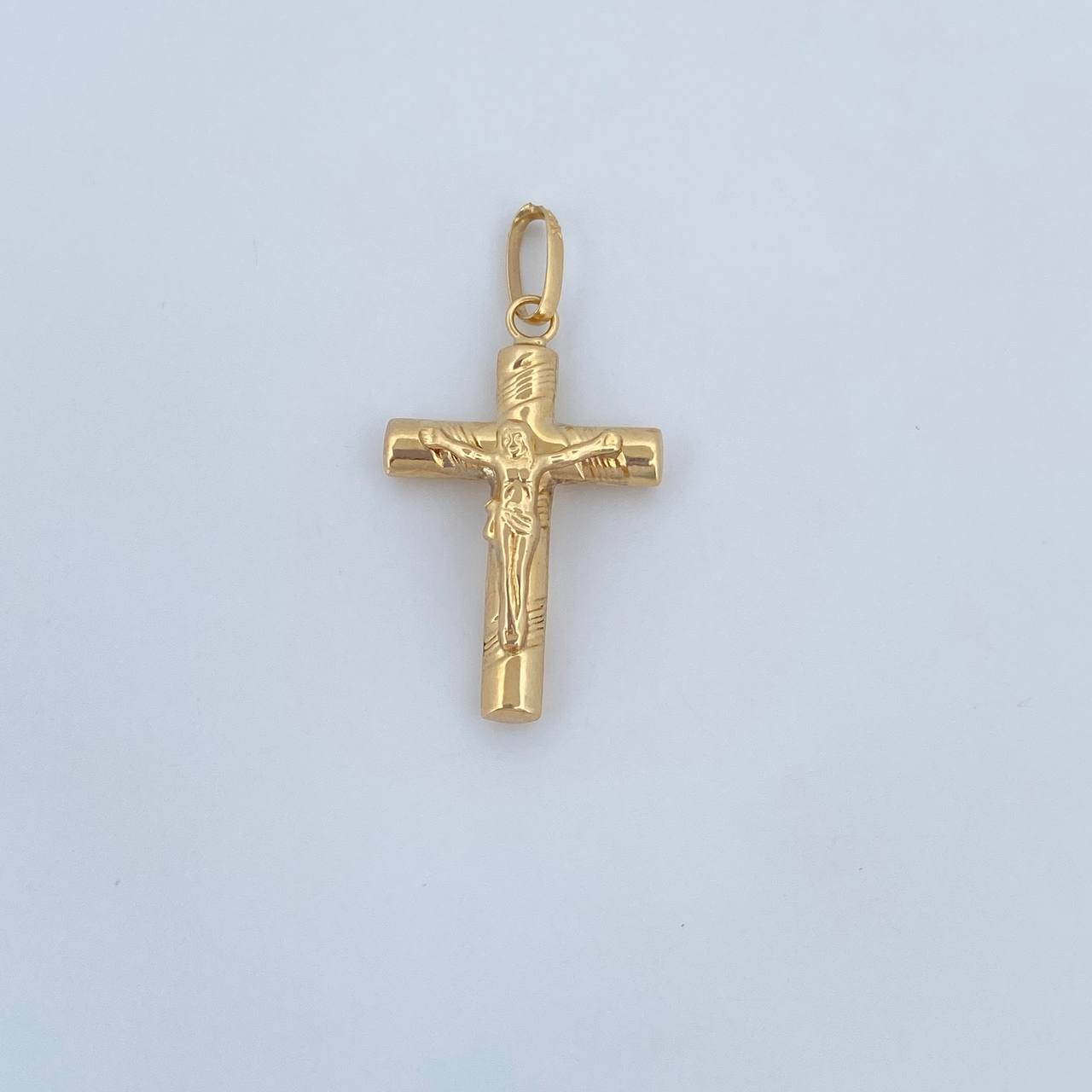 Pendant Cruz Cristo 1.4gr / 3.2cm / Striped Rod 18K Yellow Gold &