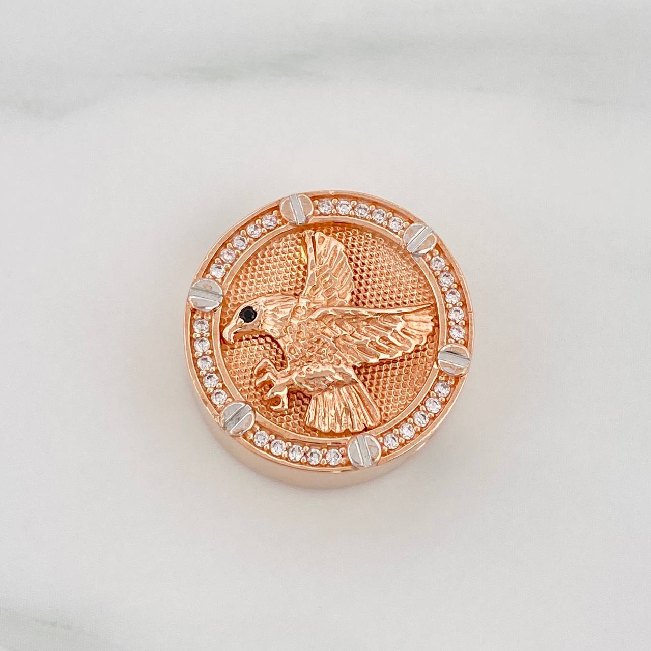 Charm Eagle 5.05g / 3/4 in Two Golds White Rose 18K