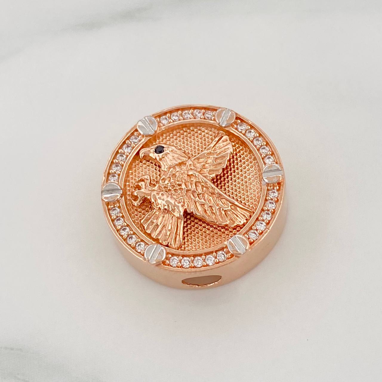 Charm Eagle 5.05g / 3/4 in Two Golds White Rose 18K