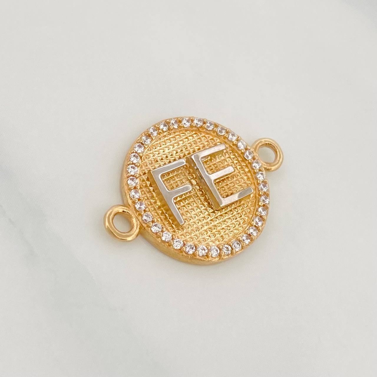 Charm Faith 2.1g / 3/4 in Two Golds Yellow White 18K