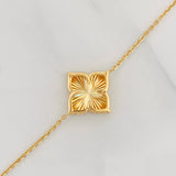 Pulso Aro Seguido Flor 1.95g / 7 1/2 in / 1mm Oro Amarillo 18K