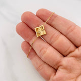 Pulso Aro Seguido Flor 1.95g / 7 1/2 in / 1mm Oro Amarillo 18K