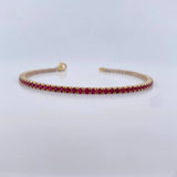 Bracelet Tennis 7.7gr / 18.3cm / 2.2mm White Fuchsia Zircons 18K Yellow Gold &