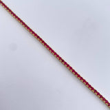 Bracelet Tennis 7.7gr / 18.3cm / 2.2mm White Fuchsia Zircons 18K Yellow Gold &