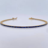Bracelet Tennis 3.25gr / 16.9cm / 1.5mm Blue Zircons Yellow Gold 18K &