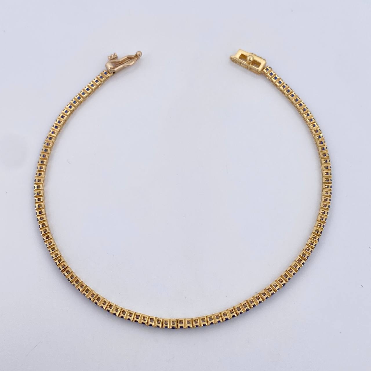 Bracelet Tennis 3.3gr / 16.8cm / 1.45mm Blue Zircons 18K Yellow Gold &