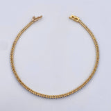 Bracelet Tennis 3.25gr / 16.9cm / 1.5mm Blue Zircons Yellow Gold 18K &