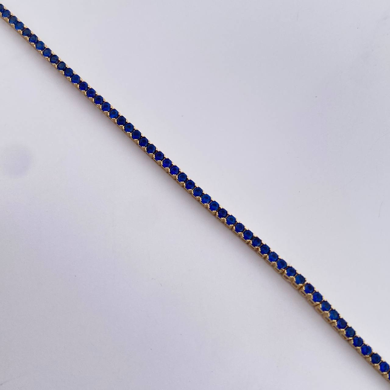 Bracelet Tennis 3.25gr / 16.9cm / 1.5mm Blue Zircons Yellow Gold 18K &