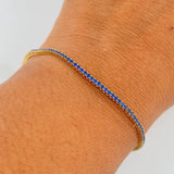 Bracelet Tennis 3.3gr / 16.8cm / 1.45mm Blue Zircons 18K Yellow Gold &