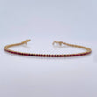 Bracelet Tennis 3.3gr / 16.9cm / 1.4mm Fuchsia Zircons Yellow Gold 18K &