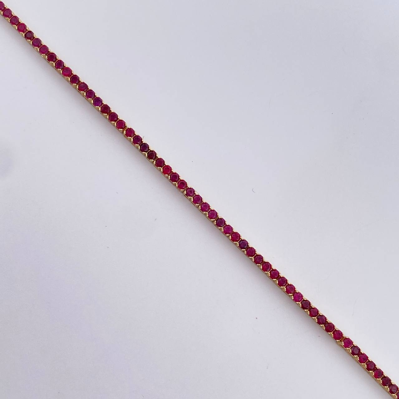 Bracelet Tennis 3.3gr / 16.9cm / 1.4mm Fuchsia Zircons Yellow Gold 18K &