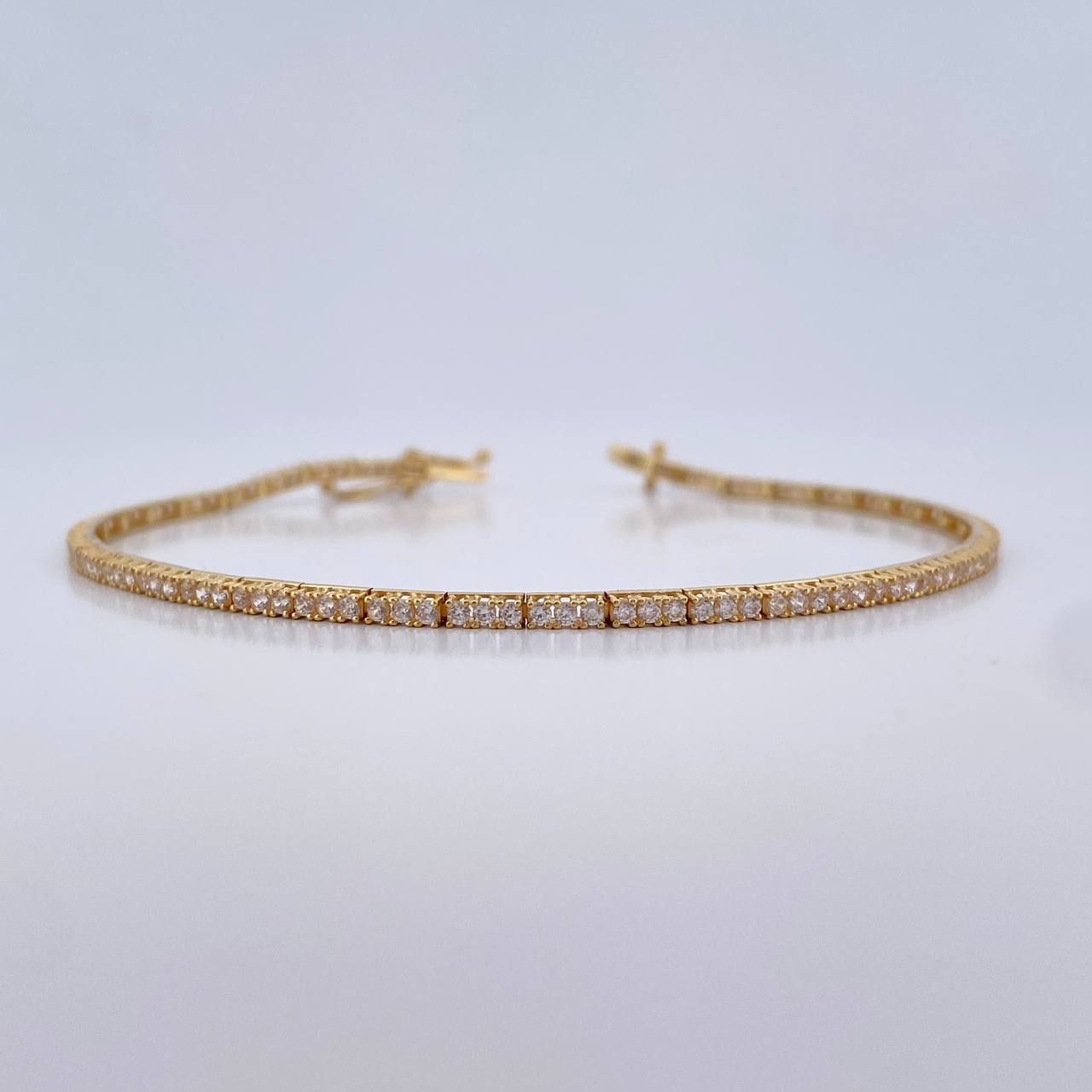 Bracelet Tennis 4.25gr / 18cm / 1.8mm White Zircons Yellow Gold 18K &