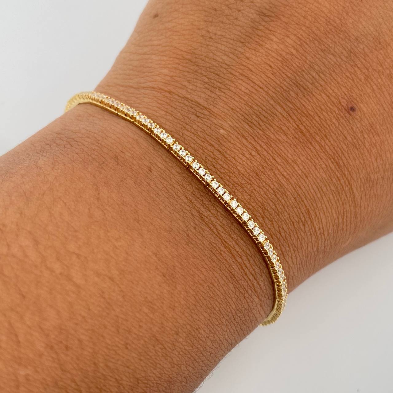 Bracelet Tennis 4.25gr / 18cm / 1.8mm White Zircons Yellow Gold 18K &