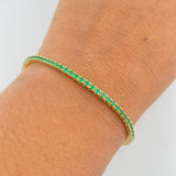 Pulso Tennis 7.5gr / 18.3cm / 2.16mm Circones Blancos Verdes Oro Amarillo 18K &