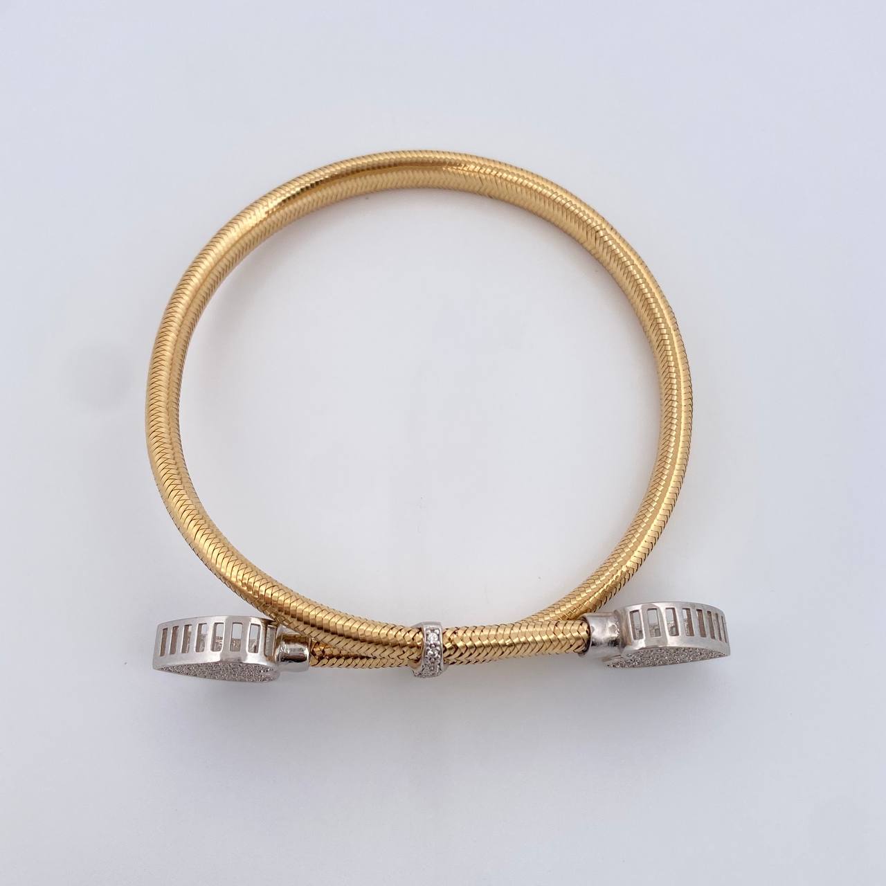 Bracelet Hearts 12gr / 22.7cm / 5.8mm White Zircons Two Yellows Yellow White +0 18K &