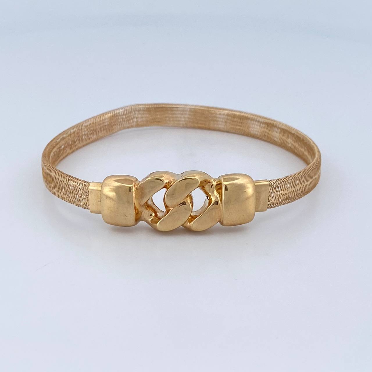 Pulso Reticulado Cubano 3.45gr / 19cm / 6mm Oro Amarillo +0 18K &