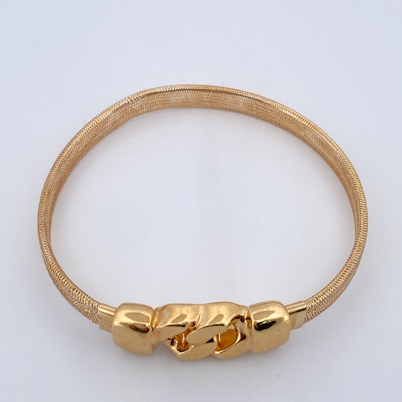 Pulso Reticulado Cubano 3.45gr / 19cm / 6mm Oro Amarillo +0 18K &