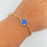 Clover Bracelet  10.75gr / 20.3cm / 2mm Lapis Lazuli 18K Yellow Gold $