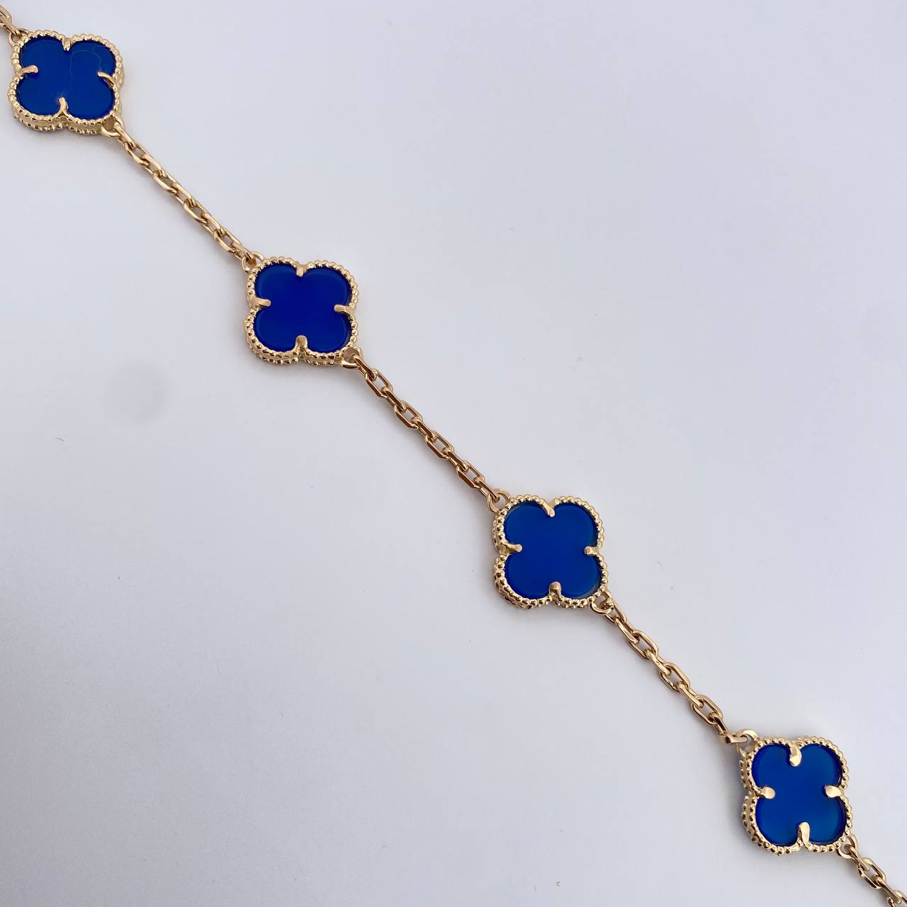 Clover Bracelet  10.75gr / 20.3cm / 2mm Lapis Lazuli 18K Yellow Gold $