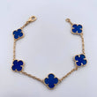Clover Bracelet  10.75gr / 20.3cm / 2mm Lapis Lazuli 18K Yellow Gold $