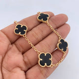 Pulso Trebol  11.25gr / 20.1cm / 2mm Onix Negro Oro Amarillo 18K $