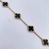 Pulso Trebol  11.25gr / 20.1cm / 2mm Onix Negro Oro Amarillo 18K $