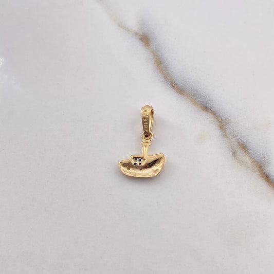Pendant Boat 0.7gr / 1.6cm / White Blue Zircons 18K Yellow Gold $