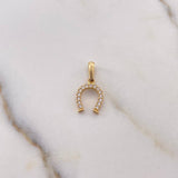 Pendant Horseshoe 0.85gr / 1.9cm / White Zirconia 18K Yellow Gold $