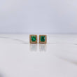 Stud Earrings Square Halo 2.55gr / 7mm White Zircons Green Yellow Gold 18K $