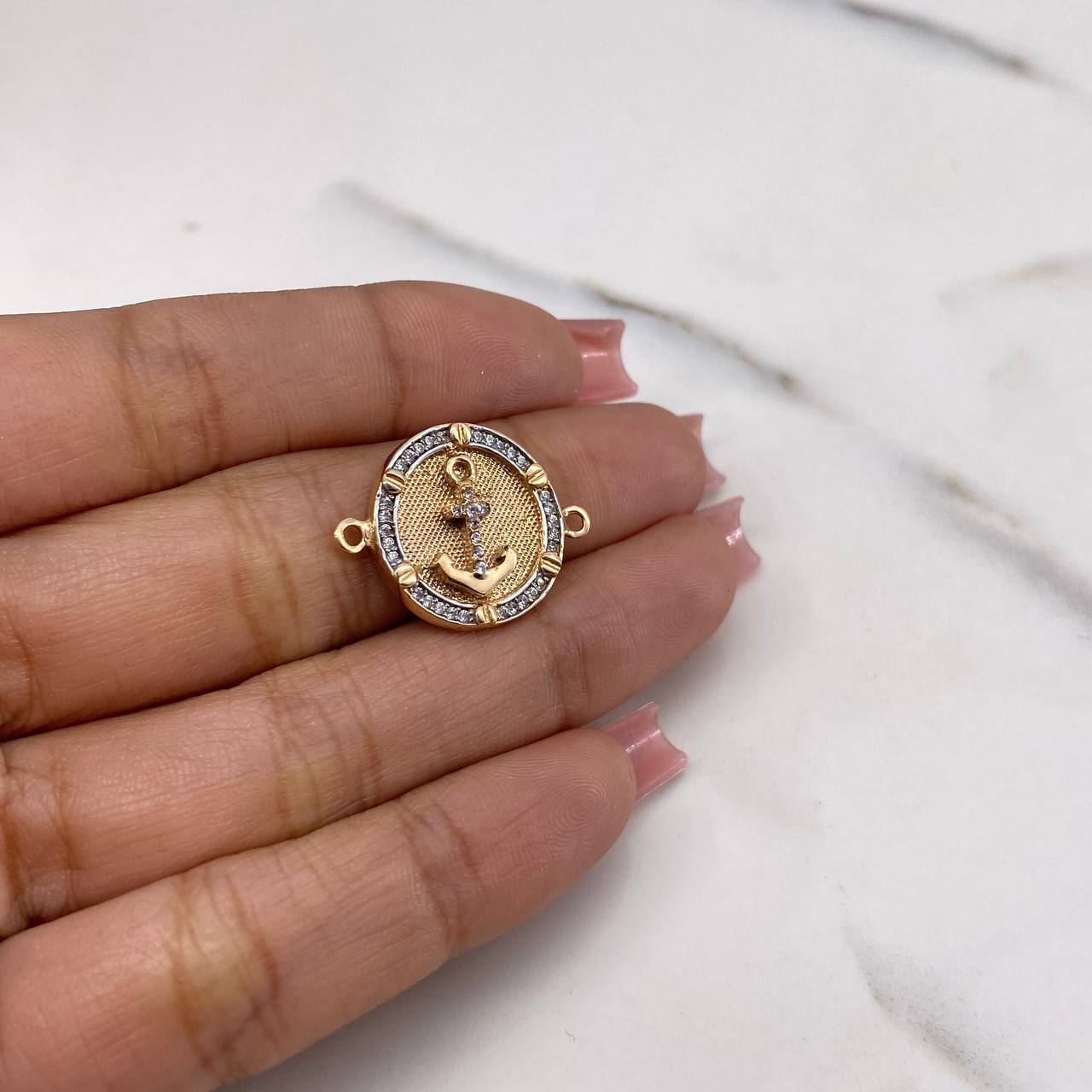 Herraje Ancla 3.3gr / 1.8cm / Circones Blancos Dos Oros Amarillo Blanco 18K $