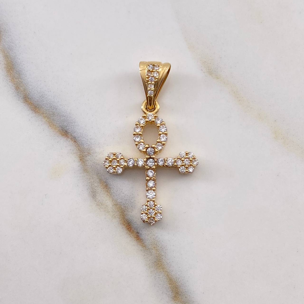 Pendant Cross Angel 2.5gr / 3.1cm / White Zircons 18K Yellow Gold $
