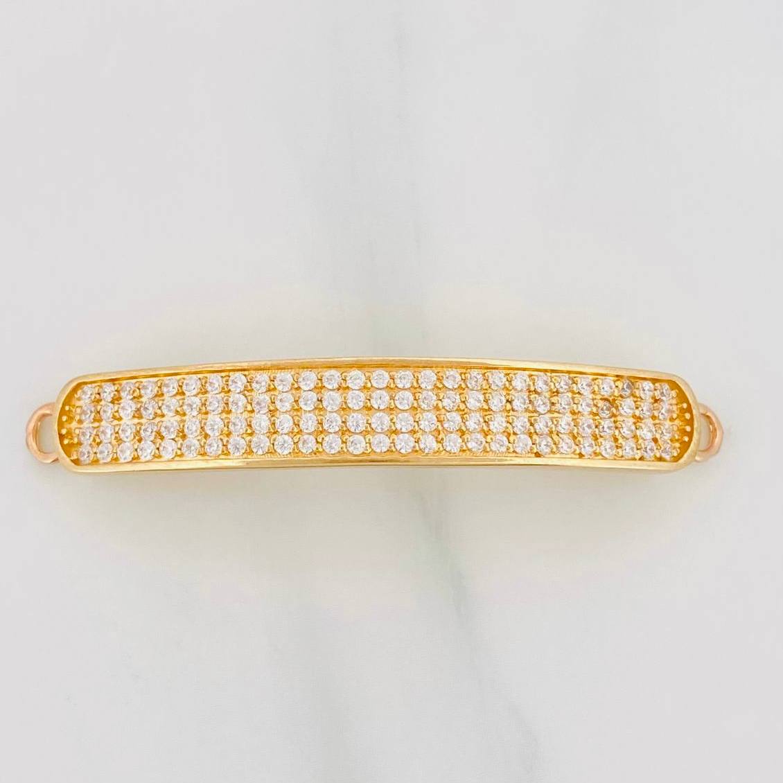 Charm Rectangular Plate 7.35g / 2 in Two Golds Yellow Rose 18K