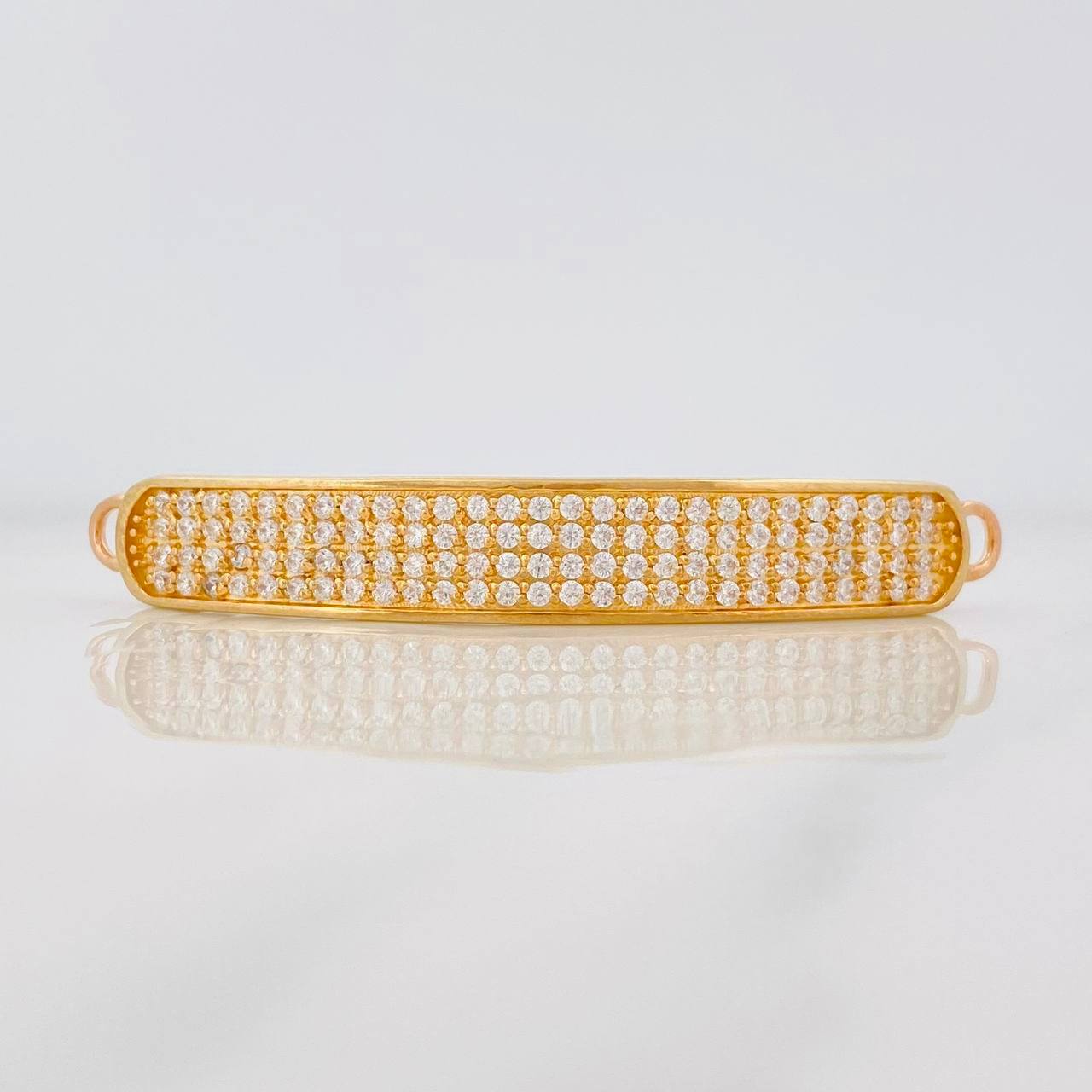 Charm Rectangular Plate 7.35g / 2 in Two Golds Yellow Rose 18K