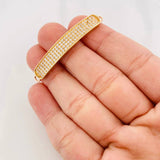 Charm Rectangular Plate 7.35g / 2 in Two Golds Yellow Rose 18K