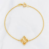 Pulso Aro Seguido Flor 1.95g / 7 1/2 in / 1mm Oro Amarillo 18K