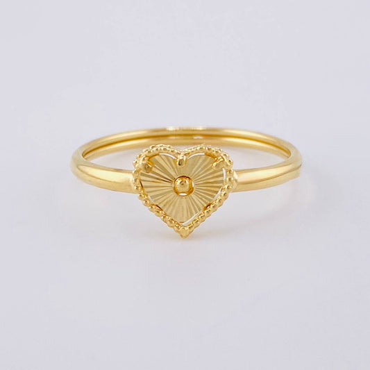 Anillo Corazón Diamantado 1.1 g / T7 1/4 Oro Amarillo 18K