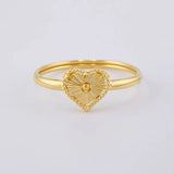 Diamond Cut Heart Ring 1.1 g / T9 3/4 Yellow Gold 18K
