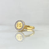 Ring 15 Circular 3.2gr-T6 1/4 White Zircons Yellow Gold
