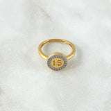 Ring 15 Circular 3.2gr-T6 1/4 White Zircons Yellow Gold
