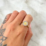 Ring 15 Circular 3.2gr-T6 1/4 White Zircons Yellow Gold