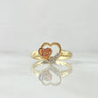 Ring 15s Heart 2.55gr-T8 1/4 White Zircons Two Yellow and Rose Golds