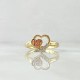 Ring 15s Heart 2.55gr-T8 1/4 White Zircons Two Yellow and Rose Golds
