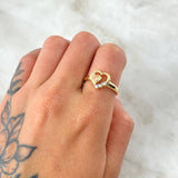Ring 15s Heart 2.55gr-T8 1/4 White Zircons Two Yellow and Rose Golds
