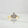 Crown Ring 1.9gr / T7 / White-Blue Zircons Yellow Gold